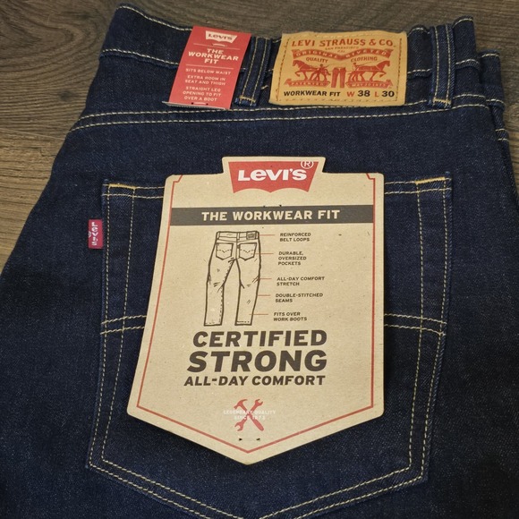 Levis Workwear Fit Straight Leg Jeans Mens 38x30 Blue Denim NWT Bootcut - Picture 3 of 9